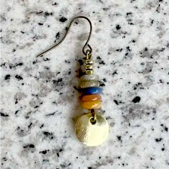 Bohemian Beaded Stacked Dangle Earrings Bronze Multic Beads Tribal Handmade - Picture 4 of 5